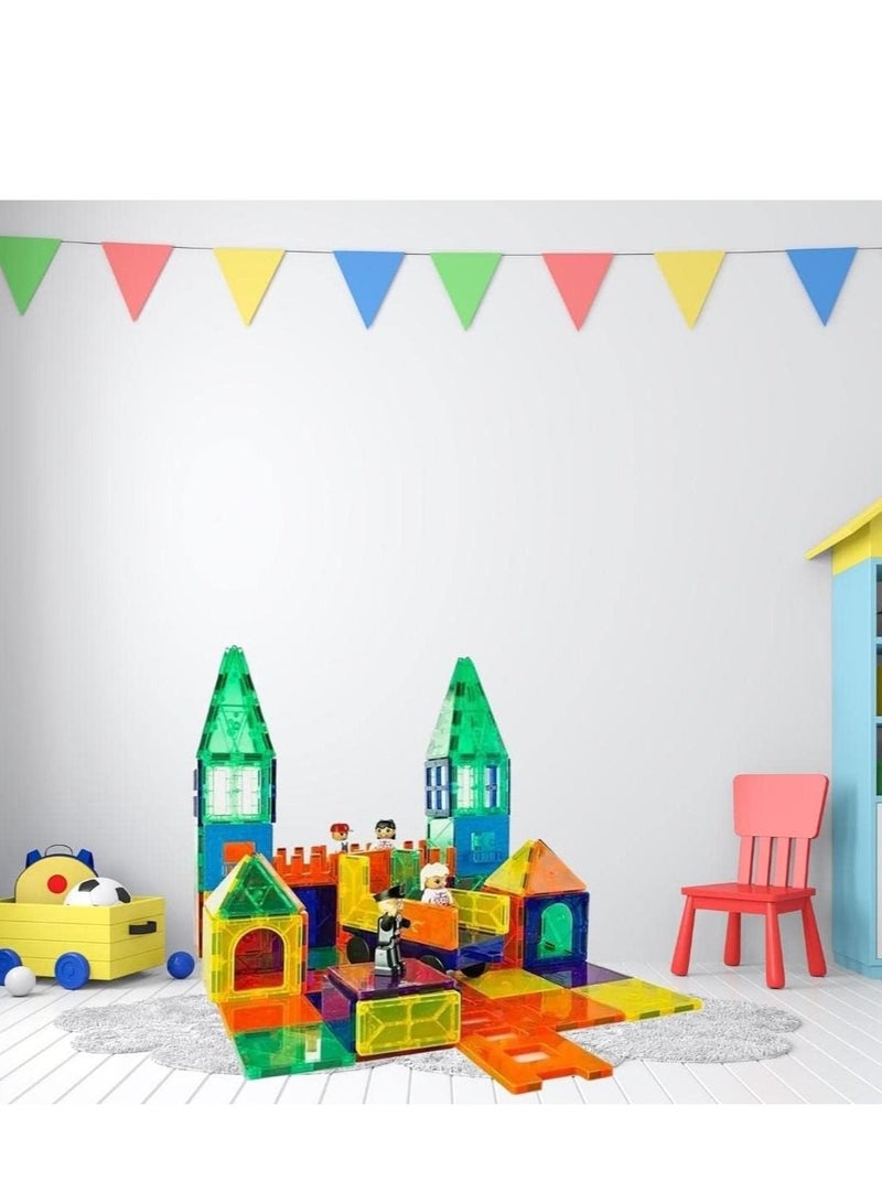 xppier 100 قطعة من بلاط البناء المغناطيسي، لون واضح ونابض بالحياة، التعلم المبكر، مكعبات بناء مغناطيسية ثلاثية الأبعاد، لوحات لعب البناء، إبداع يفوق الخيال (100 قطعة بلاط) - Image 5